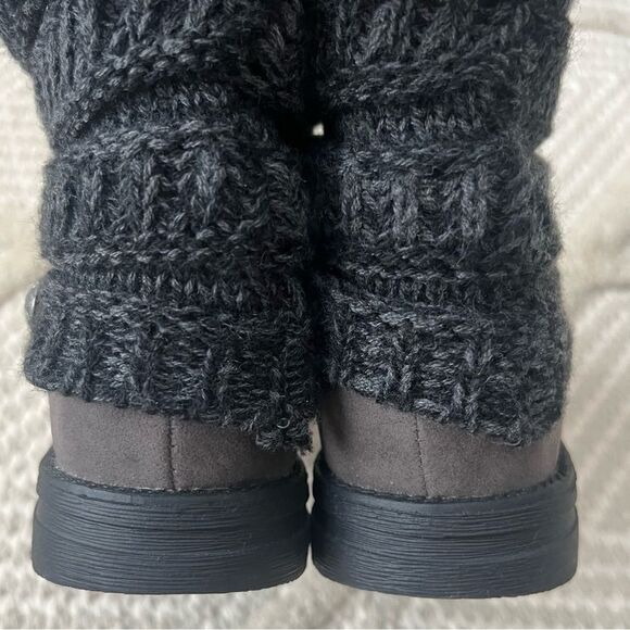 NWOT Muk Luk sz 10 Patti Cable Cuff Boots- Gray Knit Ankle Slippers - Picture 4 of 11